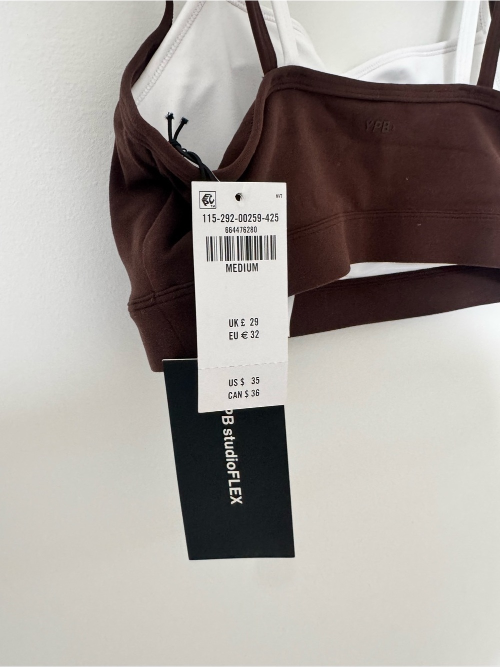 NWT Abercrombie YPB Layered Brown and White Sports Bra - Picture 4 of 4